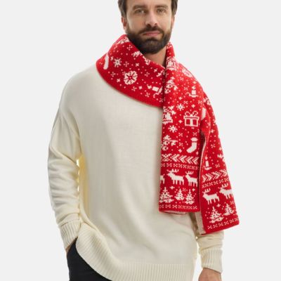 Шарф Holidale, красный с молочным