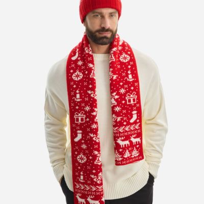 Шарф Holidale, красный с молочным