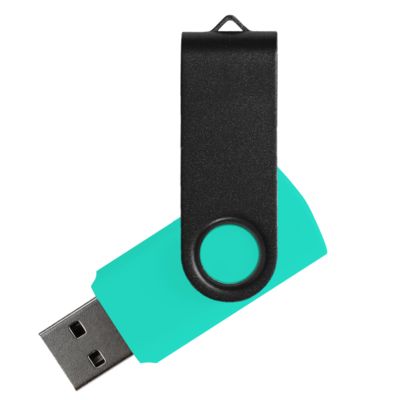 Флеш накопитель USB 2.0 Twister Сolor Mix 16GB, пластик Софт Тач/металл, бирюзовый/черный