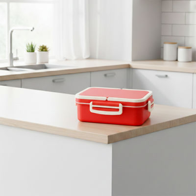 Ланчбокс (контейнер для еды) Inar из пшеничного волокна, красный.