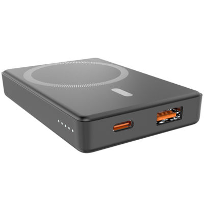 Магнитный внешний аккумулятор Magnetic с беспроводной зарядкой (5W), 5000 Mah, черный