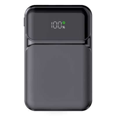 Внешний аккумулятор (powerbank) «Lumen», софт тач, 10 000 mAH, с тремя зарядными шнурами, 22,5W super fast charge, Power Delivery (PD) 20W (dfnn), QC3.0, черный