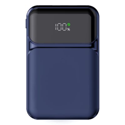 Внешний аккумулятор (powerbank) «Lumen», софт тач, 10 000 mAH, с тремя зарядными шнурами, 22,5W super fast charge, Power Delivery (PD) 20W (dfnn), QC3.0, темно-синий
