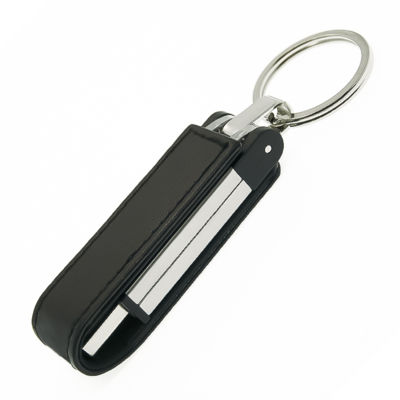 Флеш накопитель USB 2.0 Verona в кожаном чехле 32GB, металл, черный/серебристый