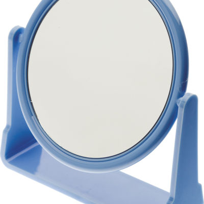 Зеркало Dewal Beauty настольное, в оправе синего цвета, на пластковой подставке, 175x160х10мм
