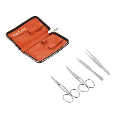 Маникюрный набор Erbe, 4пр. Футляр: натур.кожа, цвет оранжевый