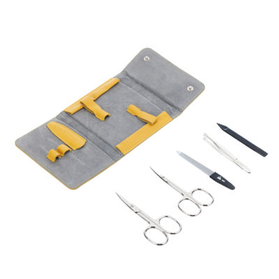 Маникюрный набор Erbe, 5пр. Футляр: натур.кожа, цвет желтый