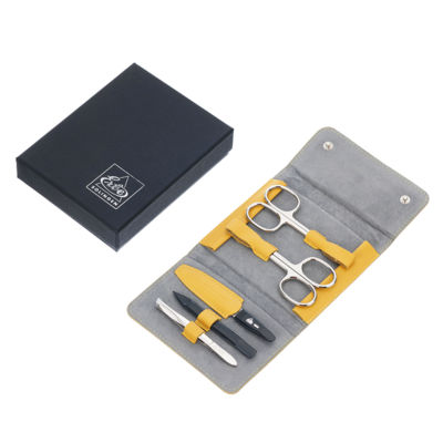 Маникюрный набор Erbe, 5пр. Футляр: натур.кожа, цвет желтый