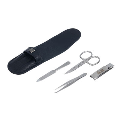 Маникюрный набор Erbe, 4пр. Футляр: натур.кожа, цвет черный