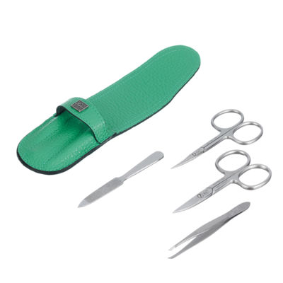 Маникюрный набор Erbe, 4пр. Футляр: натур.кожа, цвет мятный