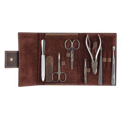 Маникюрный набор Erbe, 7пр. Футляр: натур.кожа, цвет коричневый