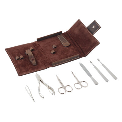 Маникюрный набор Erbe, 7пр. Футляр: натур.кожа, цвет коричневый