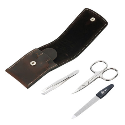 Маникюрный набор Erbe, 3пр. Футляр: натур.кожа,цвет коричневый