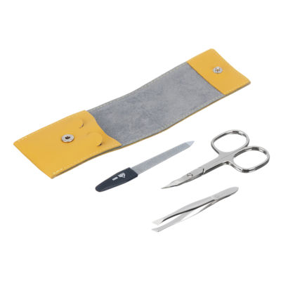 Маникюрный набор Erbe, 3пр. Футляр: натур.кожа, цвет желтый