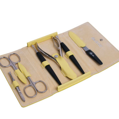 Маникюрный набор Erbe, 7пр. Футляр: натур.кожа, цвет желтый