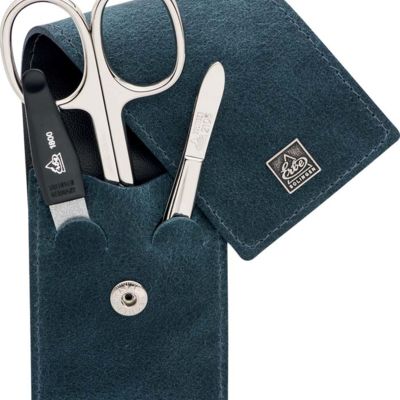 Маникюрный набор Erbe, 3пр. Футляр: натур.кожа, цвет- морская волна