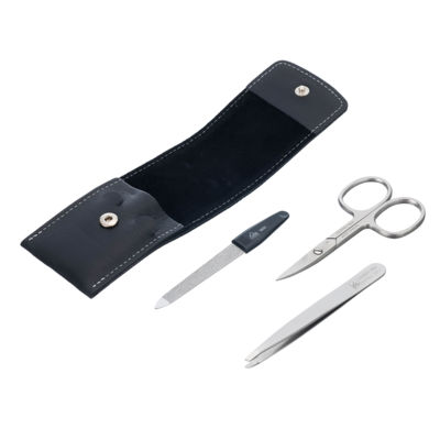 Маникюрный набор Erbe, 3пр. Футляр: натур.кожа,цвет черный