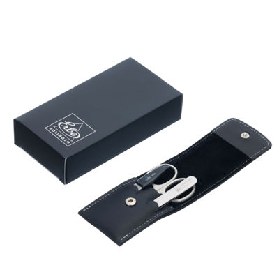 Маникюрный набор Erbe, 3пр. Футляр: натур.кожа,цвет черный