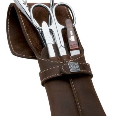 Маникюрный набор Erbe, 4пр. Футляр: натур.кожа, цвет коричневый