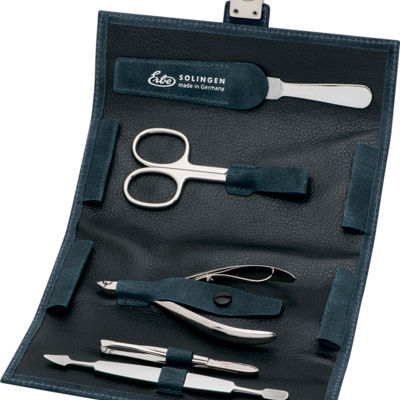 Маникюрный набор Erbe, 5пр. Футляр: натур.кожа, цвет- морская волна