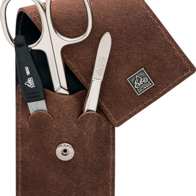 Маникюрный набор Erbe, 3пр. Футляр: натур.кожа, цвет коричневый