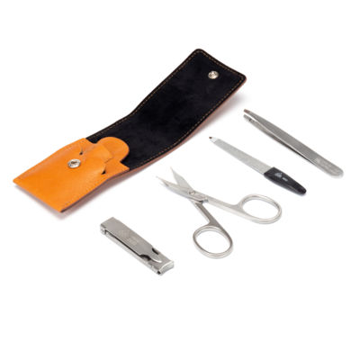 Маникюрный набор Erbe, 4пр. Футляр: натур.кожа, цвет коричневый