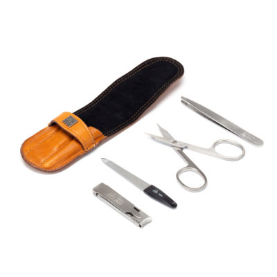 Маникюрный набор Erbe, 4пр. Футляр: натур.кожа, цвет коричневый