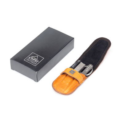 Маникюрный набор Erbe, 4пр. Футляр: натур.кожа, цвет коричневый