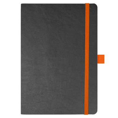 Блокнот Flexy Forest Urban Soft leather  А5, недатированный, с резинкой и петлей для ручки, в гибкой обложке, черно-оранжевый