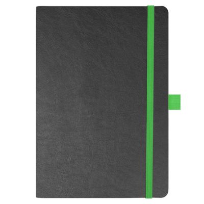 Блокнот Flexy Forest Urban Soft leather  А5, недатированный, с резинкой и петлей для ручки, в гибкой обложке, черно-зеленый