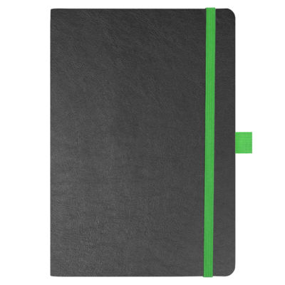 Блокнот Flexy Forest Urban Soft leather  А5, недатированный, с резинкой и петлей для ручки, в гибкой обложке, черно-зеленый