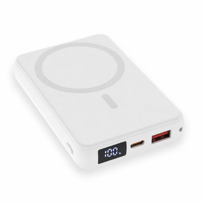 Магнитный внешний аккумулятор Quantum с беспроводной зарядкой (15W), 10000 Mah, белый