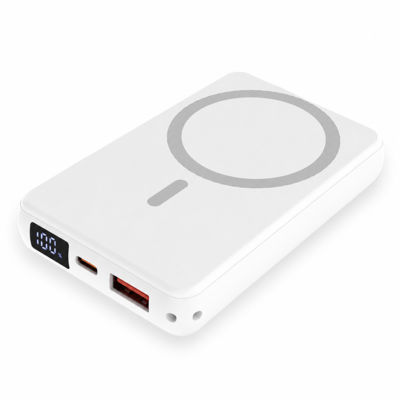 Магнитный внешний аккумулятор Quantum с беспроводной зарядкой (15W), 10000 Mah, белый
