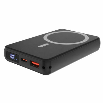 Магнитный внешний аккумулятор Quantum с беспроводной зарядкой (15W), 10000 Mah, черный