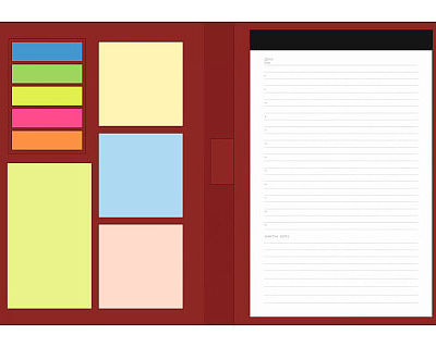 Блокнот А5 Tasmania, в твердой обложке со стикерами в линейку, красный