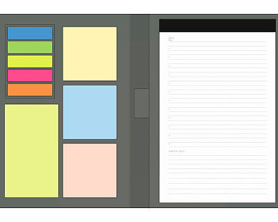 Блокнот А5 Tasmania, в твердой обложке со стикерами в линейку, серый