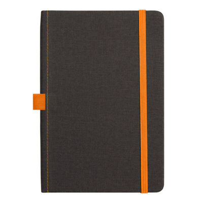 Блокнот Forest  Alfa Orion Rosewood А5, недатированный, в твердой обложке, темно-серый с оранжевой резинкой и петлей для ручки