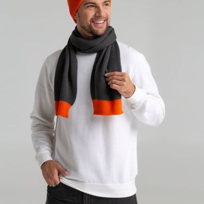 Шарф Snappy, темно-серый (антрацит) с оранжевым