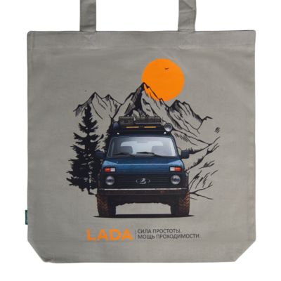 Сумка из плотного хлопка Caravan 220 Print Sample Lada, плотность 220 г/м2, серая 415