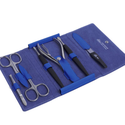 Маникюрный набор Erbe, 7пр. Футляр: натур.кожа, цвет синий