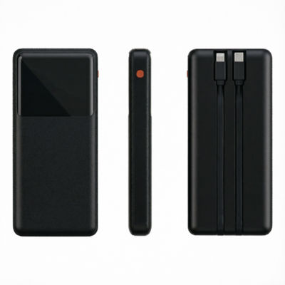 Внешний аккумулятор (powerbank)  «Stream 10»,  10 000 mAH, с двумя зарядными шнурами,  22,5W (Ватт)  super fast charge, Power Delivery (PD) 25.5W (dfnn),  c цифровым дисплеем для контроля заряда, черный