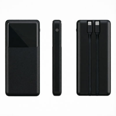 Внешний аккумулятор (powerbank)  «Stream 10»,  10 000 mAH, с двумя зарядными шнурами,  22,5W (Ватт)  super fast charge, Power Delivery (PD) 25.5W (dfnn),  c цифровым дисплеем для контроля заряда, черный