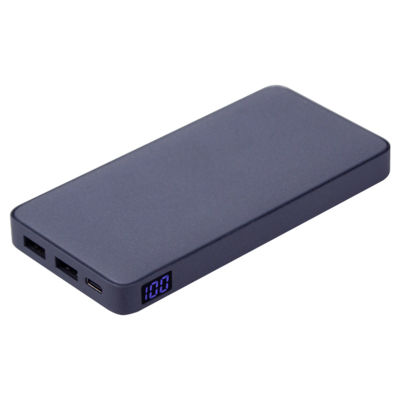 Внешний аккумулятор (powerbank) «WeCharge Velvet», 10 000 mAH, 5V -2A , c цифровым дисплеем для контроля заряда, темно-синий