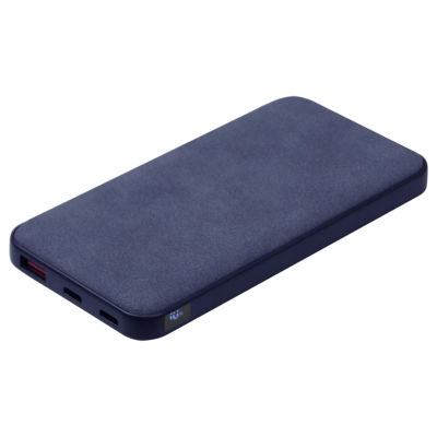 Внешний аккумулятор (powerbank) «WeCharge Velvet», 10 000 mAH, 5V -2A , c цифровым дисплеем для контроля заряда, темно-синий