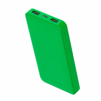 Внешний аккумулятор Polus, 10000 Mah, софт-тач покрытие, зеленый