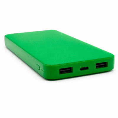 Внешний аккумулятор Polus, 10000 Mah, софт-тач покрытие, зеленый