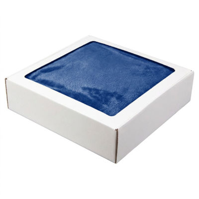 Плед мягкий флисовый Super Soft  Comfort, 125*150 см, синий, в подарочной белой крафтовой коробке с окошком