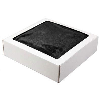 Плед мягкий флисовый Super Soft  Comfort, 125*150 см, черный, в подарочной белой крафтовой коробке с окошком