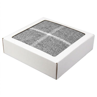 Плед акриловый Super Soft Square размер 120*160 см, темно-серый в клетку, плотность 415гр/м2,  в подарочной белой крафтовой коробке с окошком