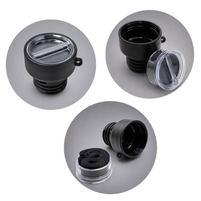 Термос Hike c ланьярдом и манжетой, чёрный-синий